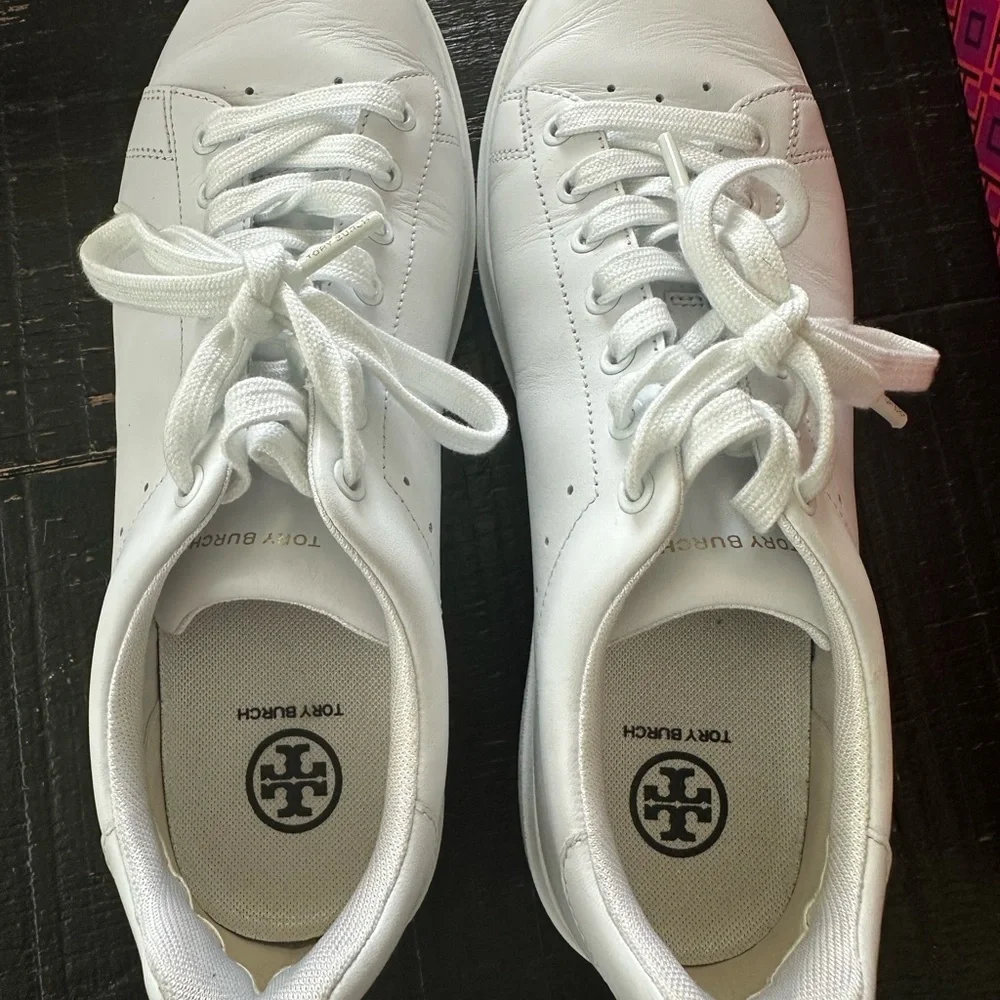 Tory Burch Howell Court Women's Sneakers Sz 9M White Leather Comfort Shoe Tennis